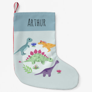 Petite Chaussette De Noël Garçons mignons et amusants Bleu T-Rex Dinosaur En