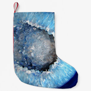 Petite Chaussette De Noël Géode cristal bleu tombé