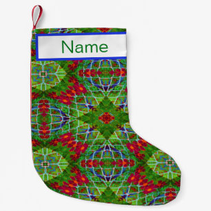 Petite Chaussette De Noël Géométrie rouge, verte et blanche