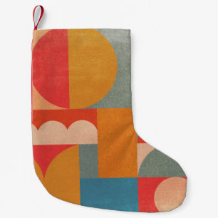 Petite Chaussette De Noël Géométrique Abstraite : Texture Vintage en papier