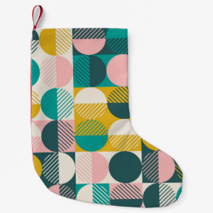 Petite Chaussette De Noël Géométrique rétro : motif vintage moderne.