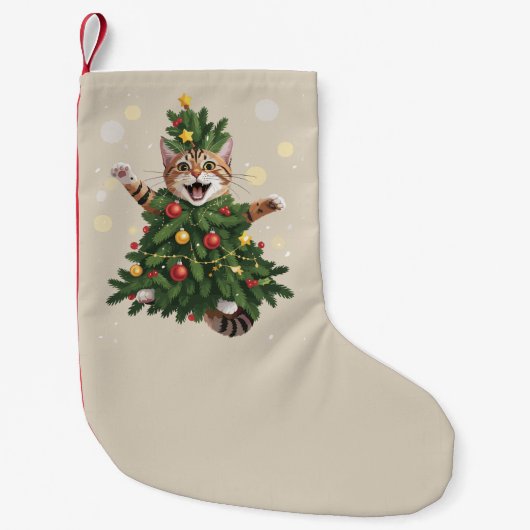Petite Chaussette De Noël Ginger Orange Chat Noël Arbre de Noël mignonne Noë (Devant)