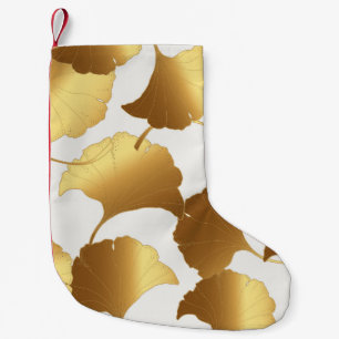 Petite Chaussette De Noël Ginkgo Gold : Design Vintage de luxe.