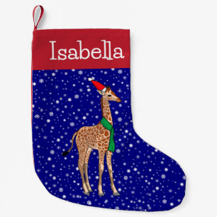Petite Chaussette De Noël Giraffe de bébé personnalisée dans un chapeau de P
