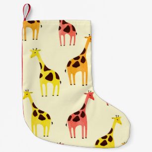 Petite Chaussette De Noël Giraffe de dessin : Motif Vintage coloré.