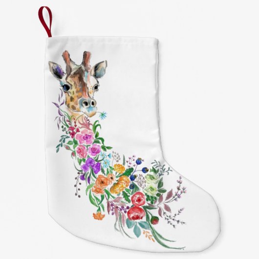 Petite Chaussette De Noël Giraffe Fleurs Noël Stocker (Devant)