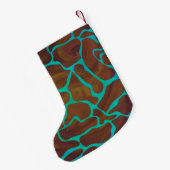 Petite Chaussette De Noël Giraffe Impression Brown et Turquoise (Dos (Accrochage))