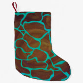 Petite Chaussette De Noël Giraffe Impression Brown et Turquoise (Devant)