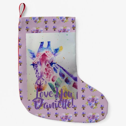 Petite Chaussette De Noël Giraffe Peinture florale Filles Noël Stocking (Devant)