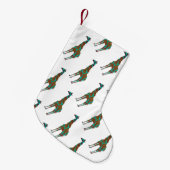 Petite Chaussette De Noël Giraffe Silhouette Brown et Turquoise (Devant (Accrochage))