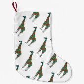 Petite Chaussette De Noël Giraffe Silhouette Brown et Turquoise (Devant)