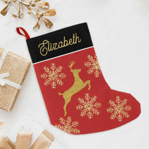 Petite Chaussette De Noël Glam Noël Pailleté Rouge Vert Or Flocons de Neige