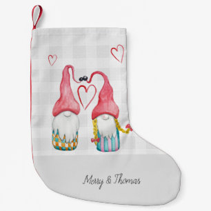 Petite Chaussette De Noël Gnome de Noël dans l'amour aquarelle Monogramme