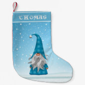 Petite Chaussette De Noël Gnome en costume bleu (Devant)