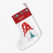 Petite Chaussette De Noël Gnome mignonne moderne Feuille rouge Nom de la fro (Dos (Accrochage))