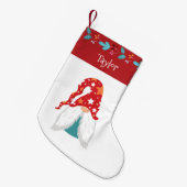 Petite Chaussette De Noël Gnome mignonne moderne Feuille rouge Nom de la fro (Devant (Accrochage))