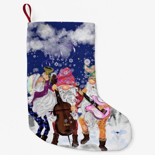 Petite Chaussette De Noël Gnome Music Band Funny Christmas Stocking (Devant)
