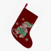 Petite Chaussette De Noël Gnome Singe de Noël (Devant (Accrochage))