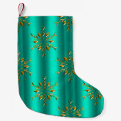 Petite Chaussette De Noël Gold Christmas Star sur Turquoise (Devant)