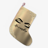 Petite Chaussette De Noël Gold Glitter Sparkle Eyelashes Monogram (Devant (Accrochage))