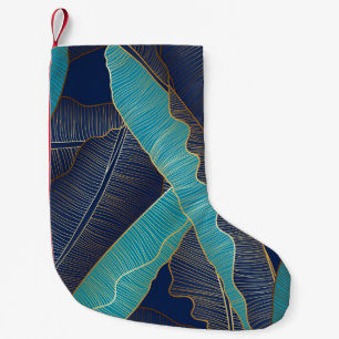 Petite Chaussette De Noël Golden Banana Leaf : Motif de luxe.