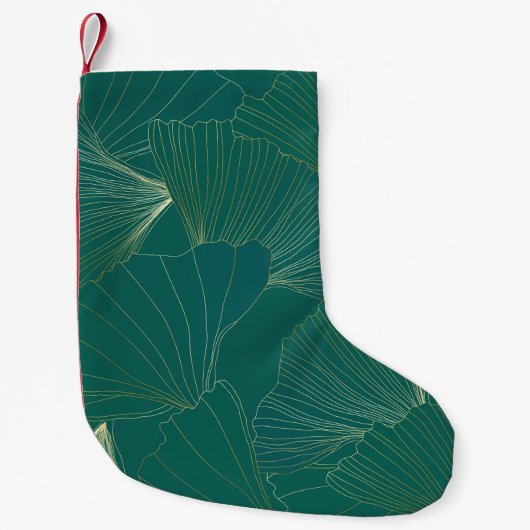 Petite Chaussette De Noël Golden Ginkgo Feuille Art Déco (Devant)