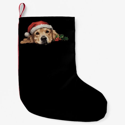 Petite Chaussette De Noël Golden Retriers Noël Santa Hat Chien Noël (Devant)