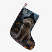 Petite Chaussette De Noël Goldendoodle Citrouille Halloween effrayant (Devant (Accrochage))