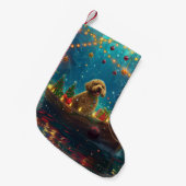 Petite Chaussette De Noël Goldendoodle Noël Festive Voyage (Devant (Accrochage))