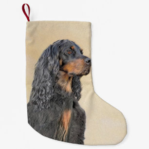 Petite Chaussette De Noël Gordon Setter Painting - Cute Original Dog Art