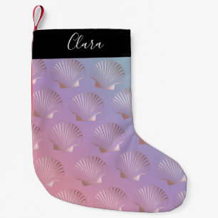 Petite Chaussette De Noël Gradient coloré d'or de motif rose Girly de