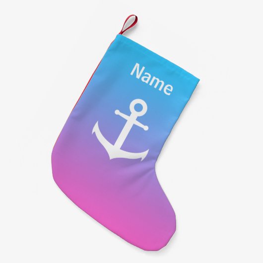 Petite Chaussette De Noël Gradient nautique Girly d'ancre (Devant (Accrochage))