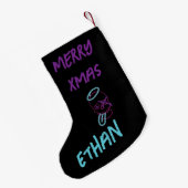Petite Chaussette De Noël Graffiti crâne - rose, violet, bleu et noir (Dos (Accrochage))