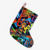 Petite Chaussette De Noël Graffiti lumineux, design graphique urbain. (Devant (Accrochage))