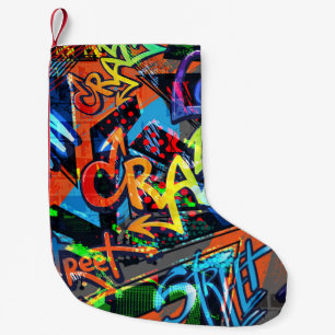 Petite Chaussette De Noël Graffiti lumineux, design graphique urbain.