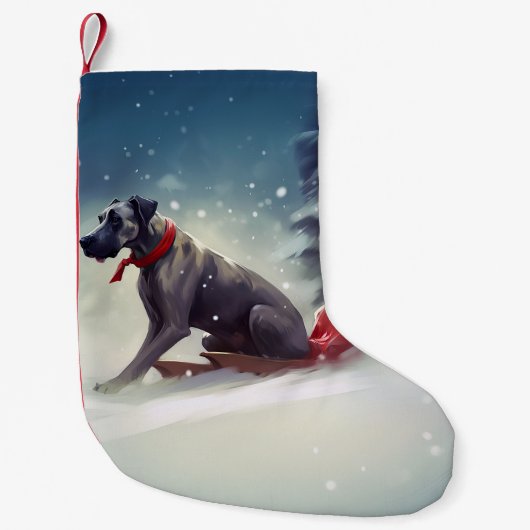 Petite Chaussette De Noël Grand Dane Noël hiver neige (Devant)
