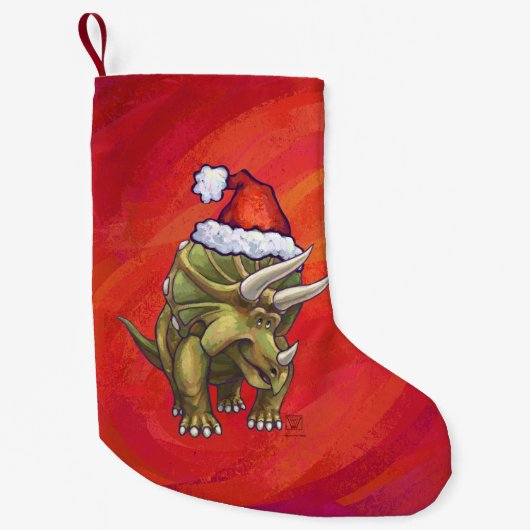 Petite Chaussette De Noël Grand Noël de Triceratops de fête (Devant)