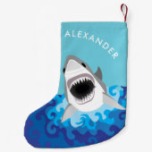 Petite Chaussette De Noël Grand requin blanc Drôle Cartoon Nom personnalisé (Dos)