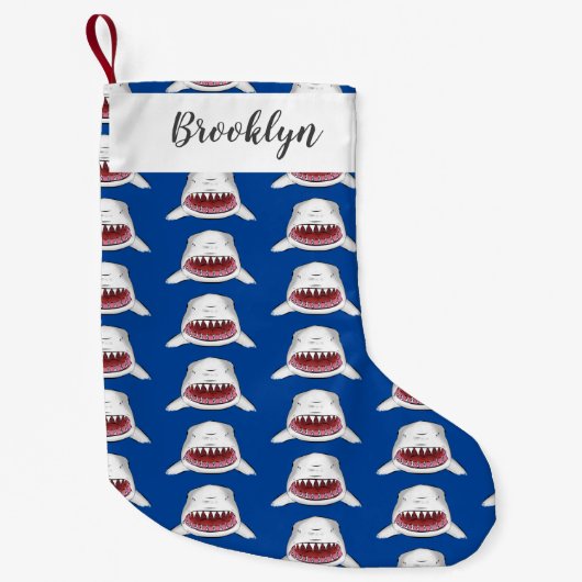 Petite Chaussette De Noël Grand requin blanc moyen dessin animé (Devant)