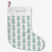 Petite Chaussette De Noël Graphique d'arbre de Noël bleu géométrique moderne (Devant)