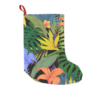 Petite Chaussette De Noël Graphique de fleur d'Aloha de Hawaii tropical