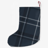 Petite Chaussette De Noël Gras moderne plaid marine bleu personnalisé (Dos)