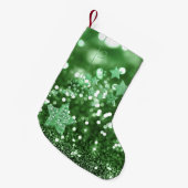 Petite Chaussette De Noël Green Bokeh Faux Parties scintillant et étoiles (Devant (Accrochage))