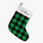 Petite Chaussette De Noël Green Buffalo Plaid Nom personnalisé Rustique (Devant (Accrochage))
