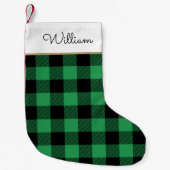 Petite Chaussette De Noël Green Buffalo Plaid Nom personnalisé Rustique (Devant)