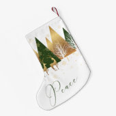 Petite Chaussette De Noël Green Gold Peace Bois Deer (Dos (Accrochage))