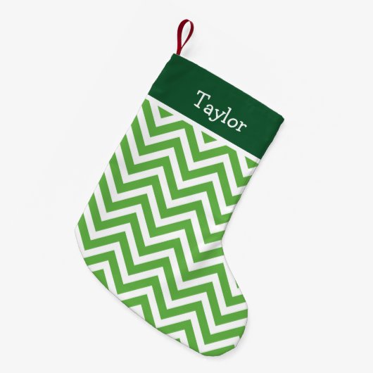 Petite Chaussette De Noël Green Holiday Chevron Monogram (Devant (Accrochage))