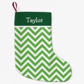Petite Chaussette De Noël Green Holiday Chevron Monogram (Devant)
