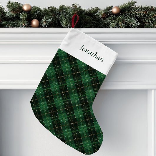 Petite Chaussette De Noël Green Plaid Personalized