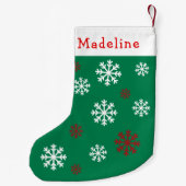 Petite Chaussette De Noël Green Red Snow Flakes Nom mignon (Dos)